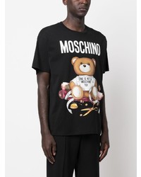 Мужская черная футболка с круглым вырезом с принтом от Moschino