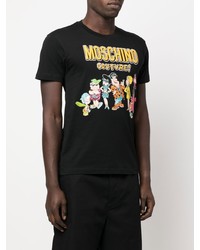 Мужская черная футболка с круглым вырезом с принтом от Moschino