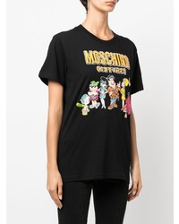 Мужская черная футболка с круглым вырезом с принтом от Moschino