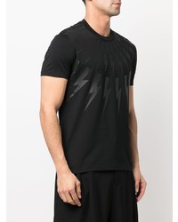 Мужская черная футболка с круглым вырезом с принтом от Neil Barrett