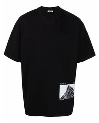Мужская черная футболка с круглым вырезом с принтом от Tom Wood