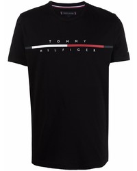 Мужская черная футболка с круглым вырезом с принтом от Tommy Hilfiger