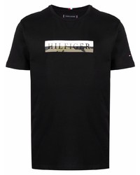 Мужская черная футболка с круглым вырезом с принтом от Tommy Hilfiger