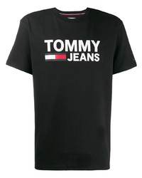 Мужская черная футболка с круглым вырезом с принтом от Tommy Jeans