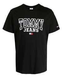 Мужская черная футболка с круглым вырезом с принтом от Tommy Jeans