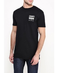 Мужская черная футболка с круглым вырезом с принтом от Topman