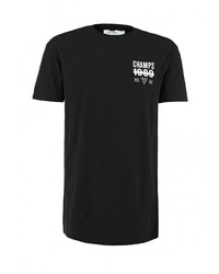 Мужская черная футболка с круглым вырезом с принтом от Topman