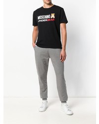 Мужская черная футболка с круглым вырезом с принтом от Moschino