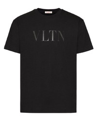 Мужская черная футболка с круглым вырезом с принтом от Valentino Garavani