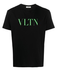 Мужская черная футболка с круглым вырезом с принтом от Valentino