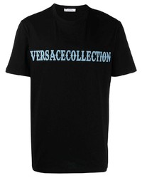 Мужская черная футболка с круглым вырезом с принтом от Versace Collection