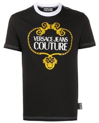 Мужская черная футболка с круглым вырезом с принтом от VERSACE JEANS COUTURE