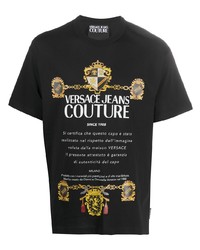 Мужская черная футболка с круглым вырезом с принтом от VERSACE JEANS COUTURE