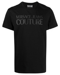 Мужская черная футболка с круглым вырезом с принтом от VERSACE JEANS COUTURE