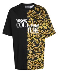 Мужская черная футболка с круглым вырезом с принтом от VERSACE JEANS COUTURE