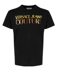 Мужская черная футболка с круглым вырезом с принтом от VERSACE JEANS COUTURE