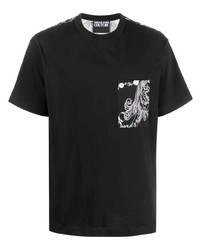 Мужская черная футболка с круглым вырезом с принтом от VERSACE JEANS COUTURE