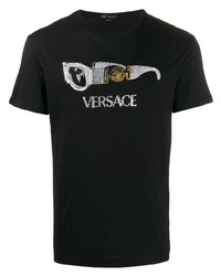 Мужская черная футболка с круглым вырезом с принтом от Versace