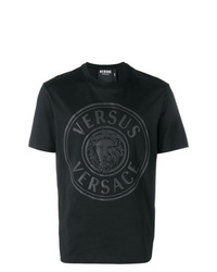Мужская черная футболка с круглым вырезом с принтом от Versus