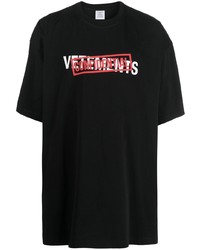 Мужская черная футболка с круглым вырезом с принтом от Vetements