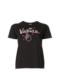 Женская черная футболка с круглым вырезом с принтом от Vivetta