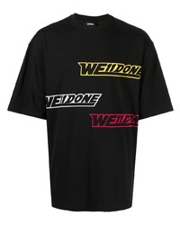 Мужская черная футболка с круглым вырезом с принтом от We11done