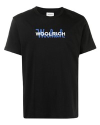 Мужская черная футболка с круглым вырезом с принтом от Woolrich