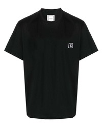 Мужская черная футболка с круглым вырезом с принтом от Wooyoungmi