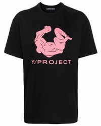 Мужская черная футболка с круглым вырезом с принтом от Y/Project