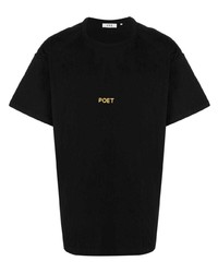 Мужская черная футболка с круглым вырезом с принтом от YOUNG POETS