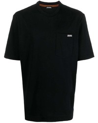 Мужская черная футболка с круглым вырезом с принтом от Zegna