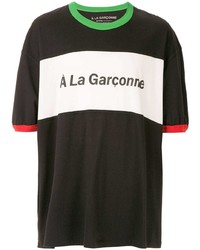 Мужская черная футболка с круглым вырезом с принтом от À La Garçonne
