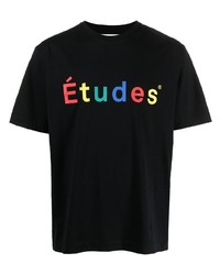 Мужская черная футболка с круглым вырезом с принтом от Études
