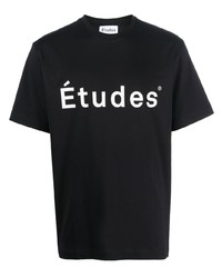 Мужская черная футболка с круглым вырезом с принтом от Études