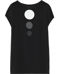 Женская черная футболка с круглым вырезом с принтом