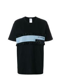 Женская черная футболка с круглым вырезом с рюшами от Brognano