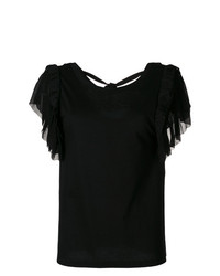 Женская черная футболка с круглым вырезом с рюшами от N°21