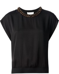 Женская черная футболка с круглым вырезом с украшением от 3.1 Phillip Lim