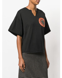 Женская черная футболка с круглым вырезом с украшением от Mr & Mrs Italy