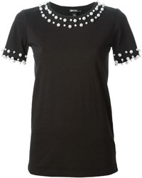 Женская черная футболка с круглым вырезом с украшением от DKNY