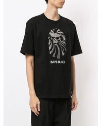 Мужская черная футболка с круглым вырезом с украшением от BAPE BLACK *A BATHING APE®