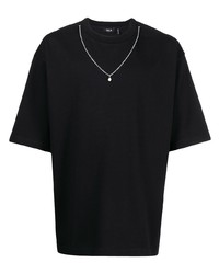 Мужская черная футболка с круглым вырезом с украшением от FIVE CM