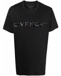 Мужская черная футболка с круглым вырезом с украшением от Givenchy