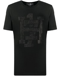 Мужская черная футболка с круглым вырезом с украшением от Hydrogen