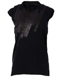 Женская черная футболка с круглым вырезом с украшением от Isaac Sellam Experience