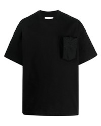 Мужская черная футболка с круглым вырезом с украшением от Jil Sander