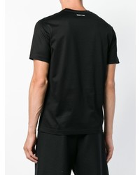 Мужская черная футболка с круглым вырезом с украшением от Les Hommes