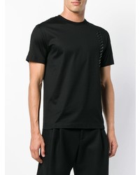 Мужская черная футболка с круглым вырезом с украшением от Les Hommes
