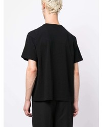 Мужская черная футболка с круглым вырезом с украшением от Bode