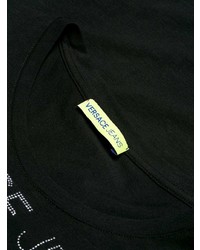 Женская черная футболка с круглым вырезом с украшением от Versace Jeans